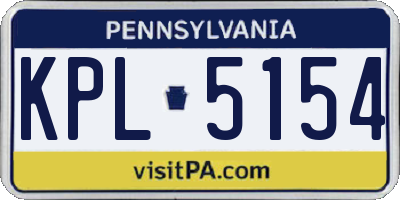 PA license plate KPL5154