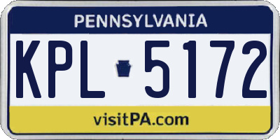 PA license plate KPL5172