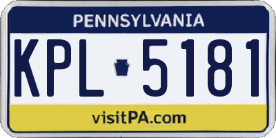 PA license plate KPL5181