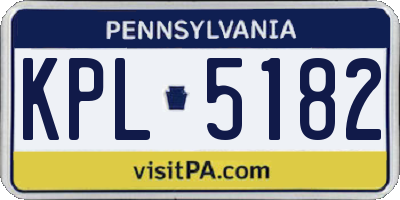 PA license plate KPL5182