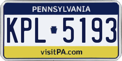 PA license plate KPL5193