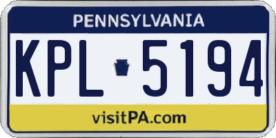 PA license plate KPL5194