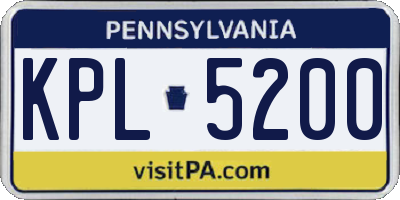 PA license plate KPL5200
