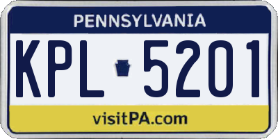 PA license plate KPL5201