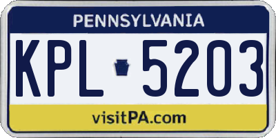 PA license plate KPL5203