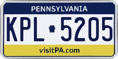 PA license plate KPL5205