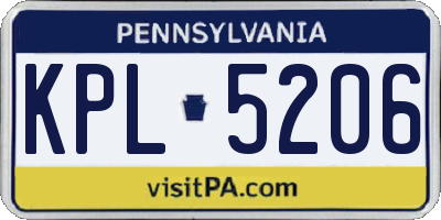 PA license plate KPL5206