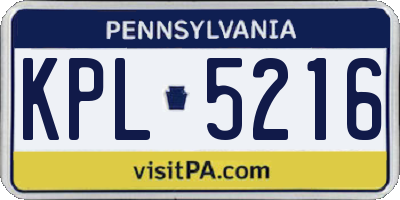 PA license plate KPL5216