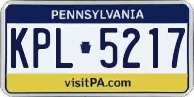 PA license plate KPL5217