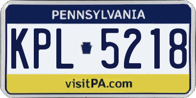 PA license plate KPL5218