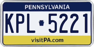 PA license plate KPL5221
