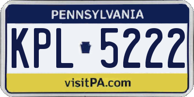 PA license plate KPL5222