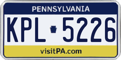 PA license plate KPL5226