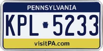 PA license plate KPL5233