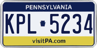 PA license plate KPL5234