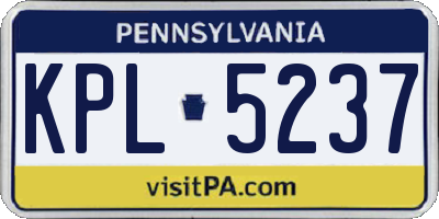 PA license plate KPL5237