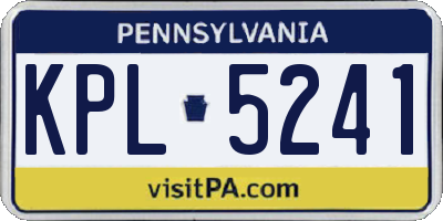 PA license plate KPL5241