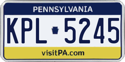 PA license plate KPL5245