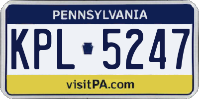 PA license plate KPL5247
