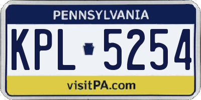 PA license plate KPL5254