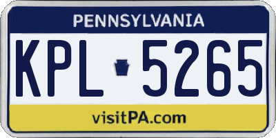 PA license plate KPL5265