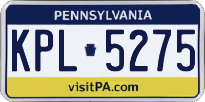 PA license plate KPL5275