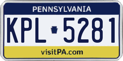PA license plate KPL5281