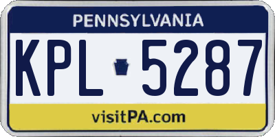 PA license plate KPL5287