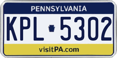 PA license plate KPL5302