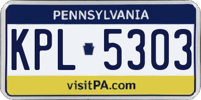 PA license plate KPL5303