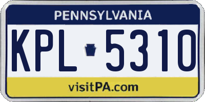 PA license plate KPL5310