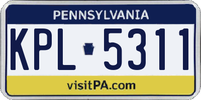 PA license plate KPL5311
