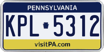 PA license plate KPL5312