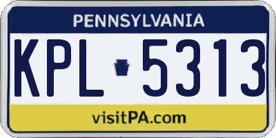 PA license plate KPL5313
