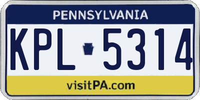 PA license plate KPL5314