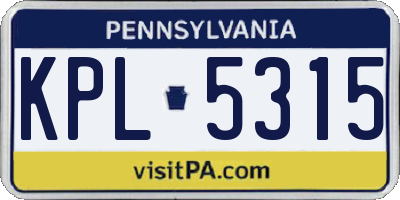 PA license plate KPL5315