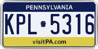 PA license plate KPL5316