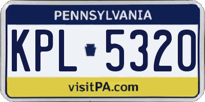 PA license plate KPL5320