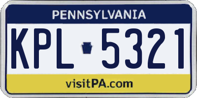 PA license plate KPL5321