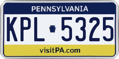 PA license plate KPL5325