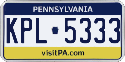 PA license plate KPL5333