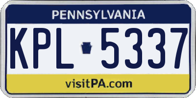 PA license plate KPL5337
