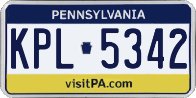 PA license plate KPL5342