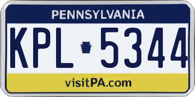 PA license plate KPL5344