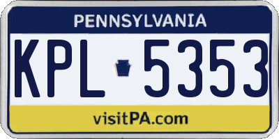PA license plate KPL5353