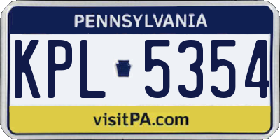 PA license plate KPL5354
