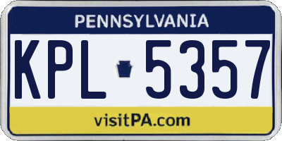 PA license plate KPL5357