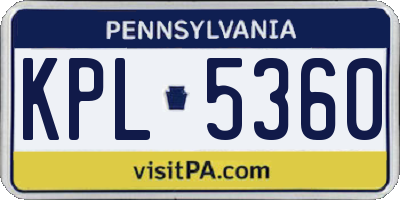 PA license plate KPL5360