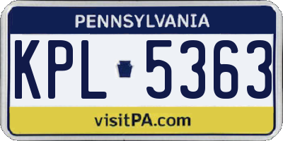 PA license plate KPL5363