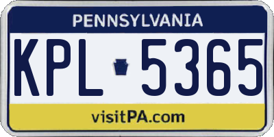 PA license plate KPL5365